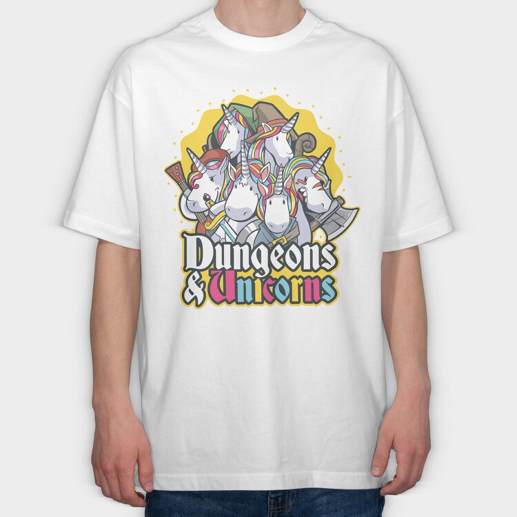 Dungeons Unicorns, Tricou Oversize Barbati (Unisex)