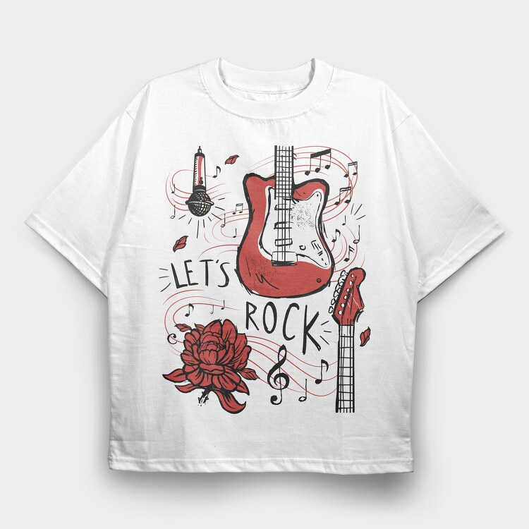 Electric Guitar Music Let S Rock, Tricou Oversize Barbati (Unisex)