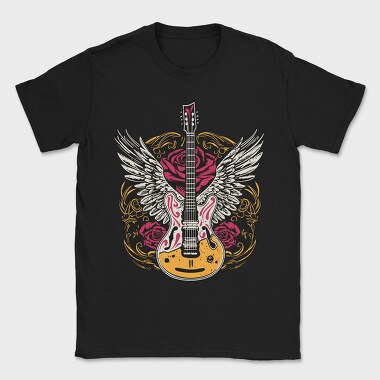 Electric Guitar With Wings And Roses, Tricou Barbati (Unisex)