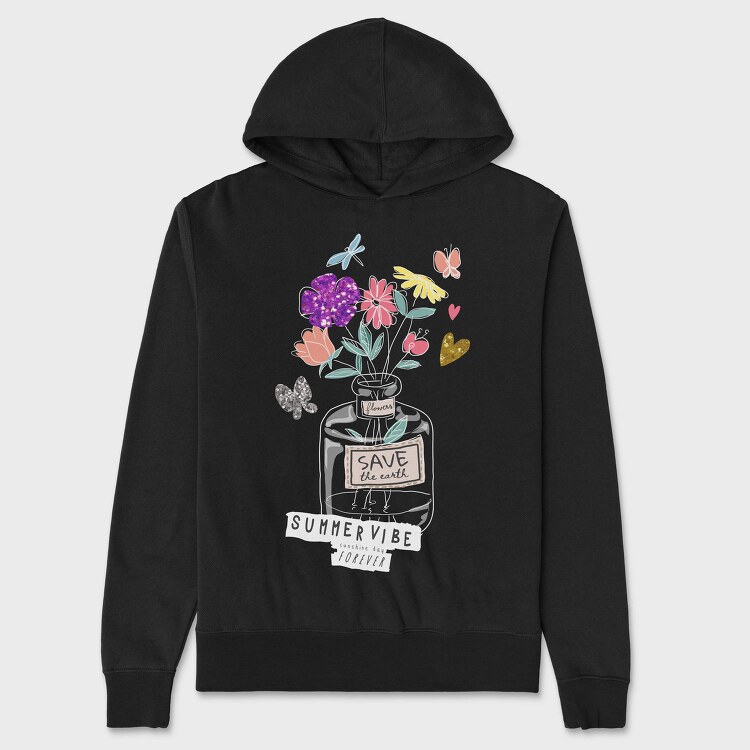 Summer Bouquet Vibes, Hanorac Oversize Barbati (Unisex)