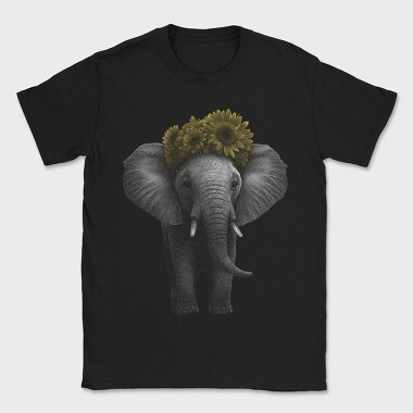 Elephant With Sunflowers Cute, Tricou Barbati (Unisex)