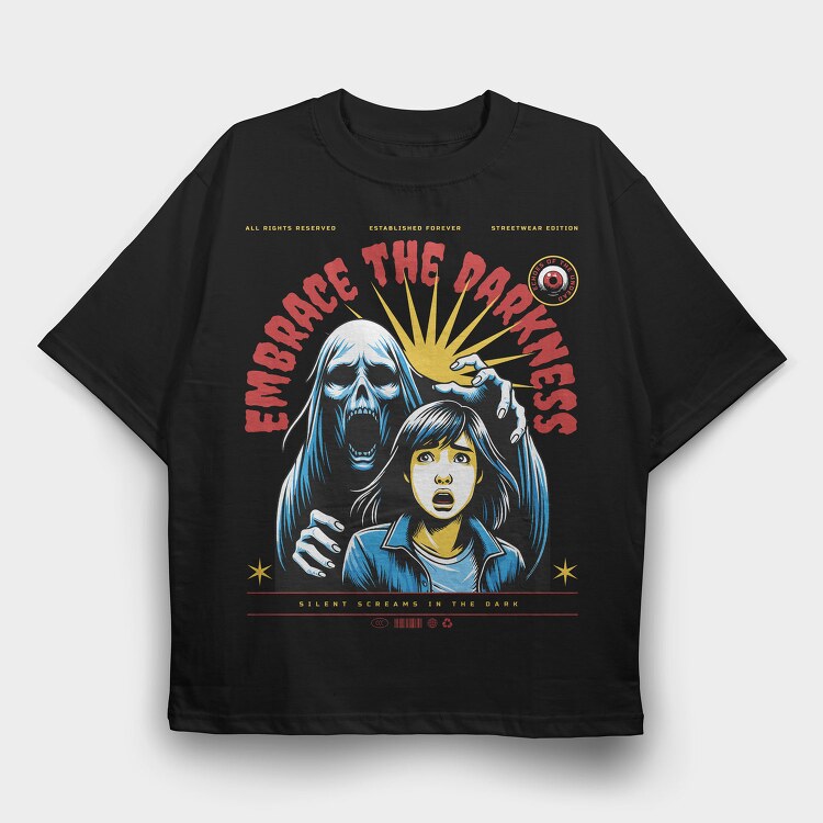 Embrace The Darkness Trend Ghost Scare, Tricou Oversize Barbati (Unisex)