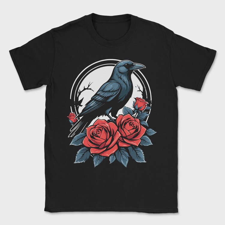 Enigmatic Crow And Roses, Tricou Barbati (Unisex)