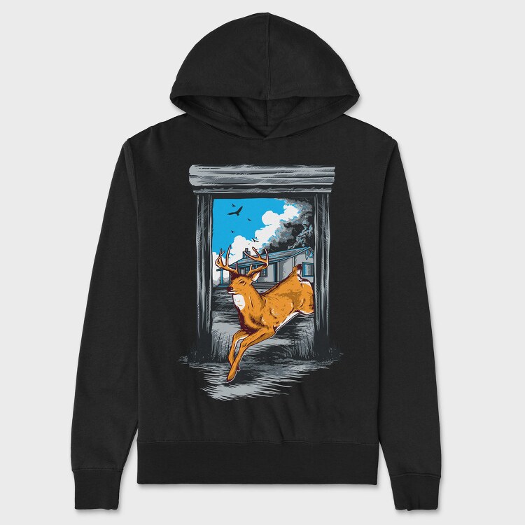 Leaping Deer House, Hanorac Oversize Barbati (Unisex)
