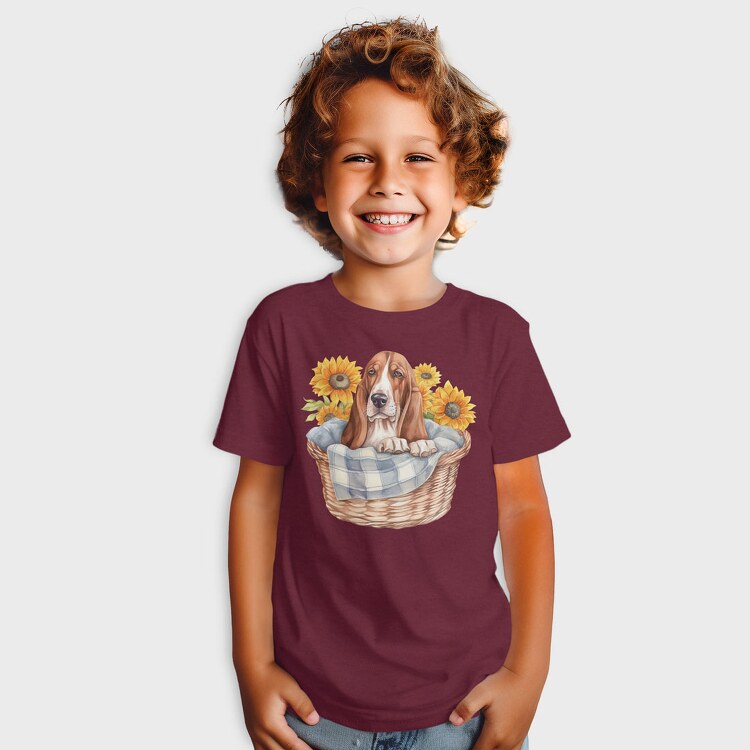 Basset Hound Sunflowers, Tricou Copii