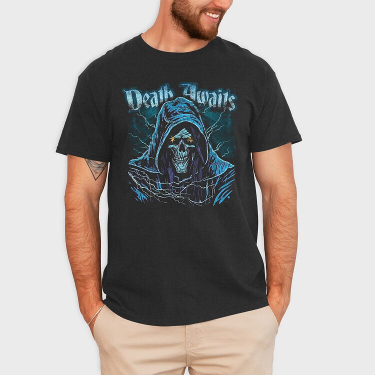 Death Awaits Grim, Tricou Barbati (Unisex)