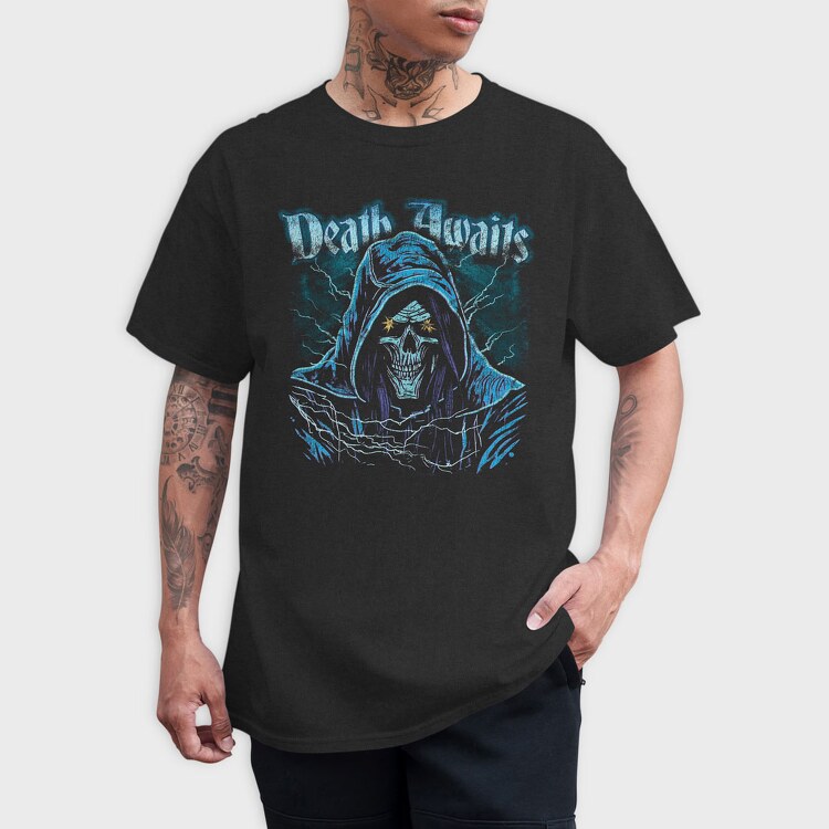 Death Awaits Grim, Tricou Barbati (Unisex)