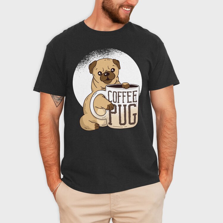 Coffee Pug Mug, Tricou Barbati (Unisex)