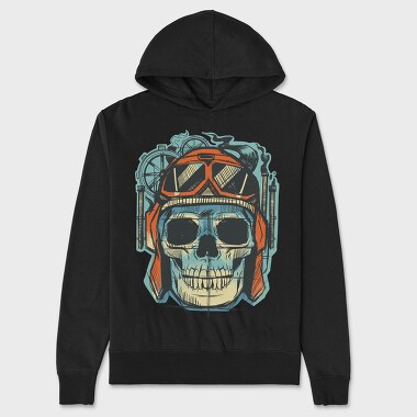 Skull Aviator Goggles, Hanorac Oversize Barbati (Unisex)