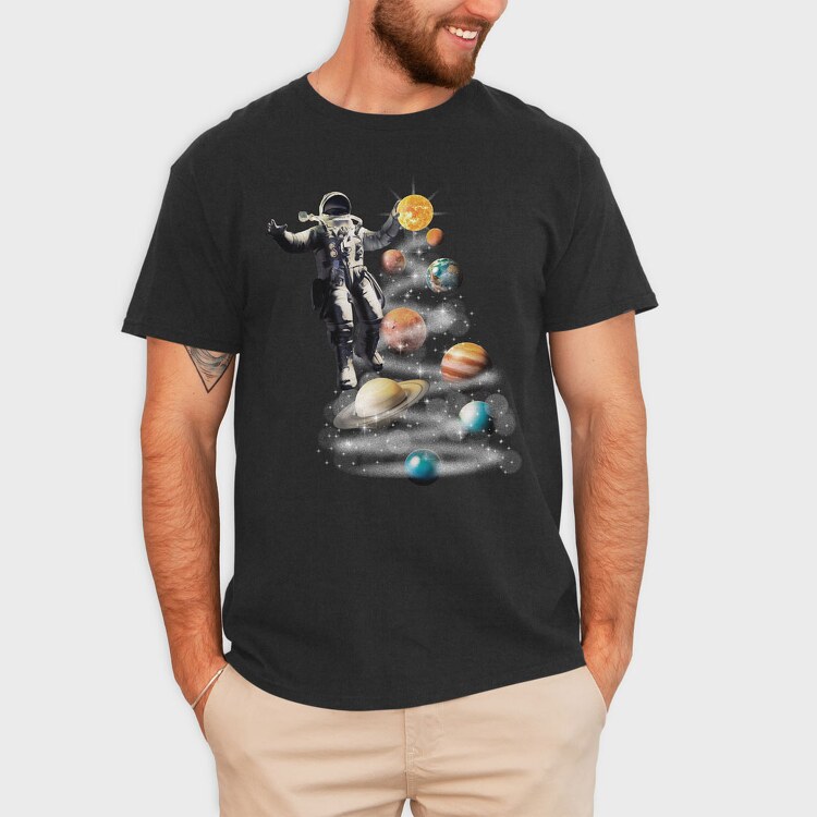 Astronaut Planets Christmas Tree, Tricou Barbati (Unisex)