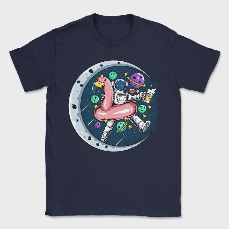 Space Flamingo Astronaut, Tricou Barbati (Unisex)