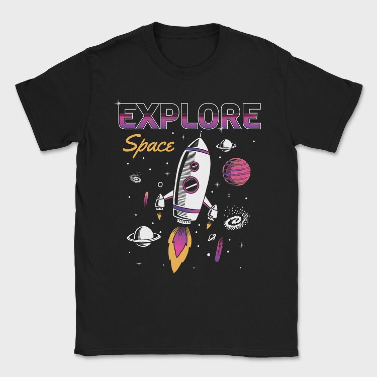 Space Explorer Rocket Ship, Tricou Barbati (Unisex)