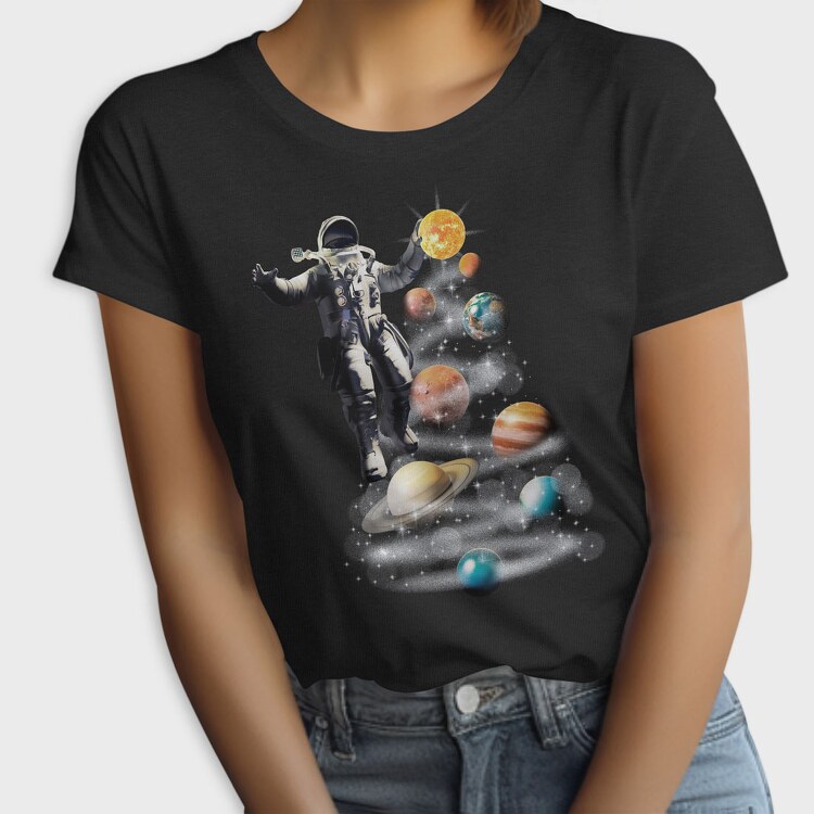 Astronaut Planets Christmas Tree, Tricou Femei