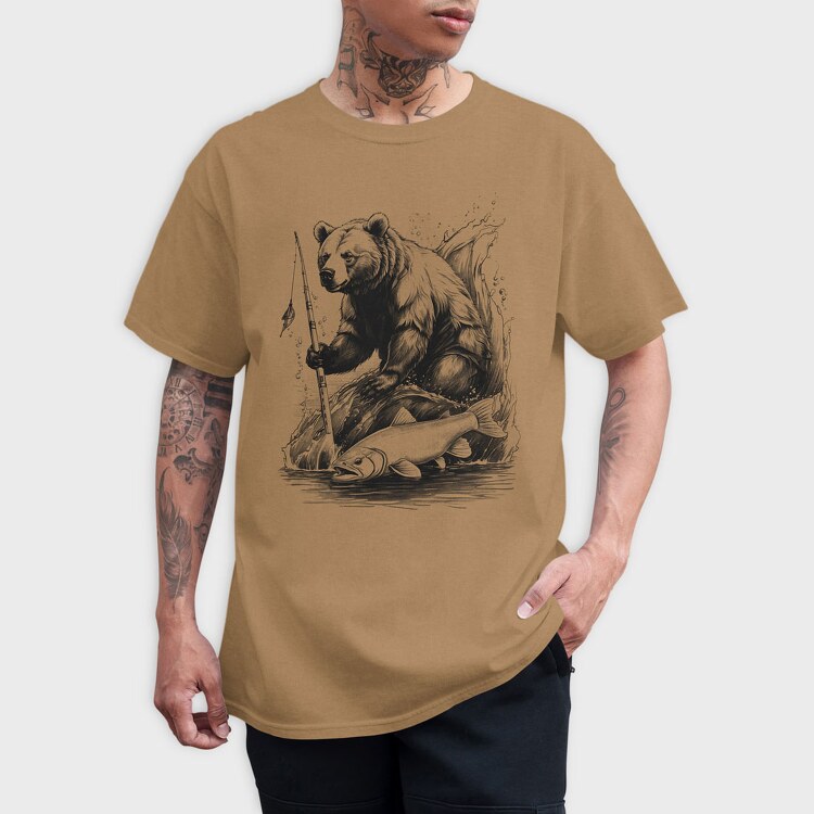 Bear Fishing, Tricou Barbati (Unisex)
