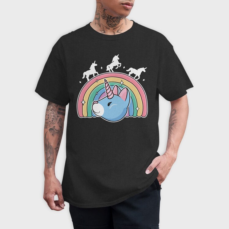Unicorn Cat Rainbow, Tricou Barbati (Unisex)