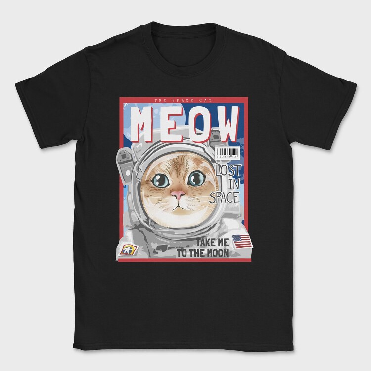 Space Cat Astronaut, Tricou Barbati (Unisex)