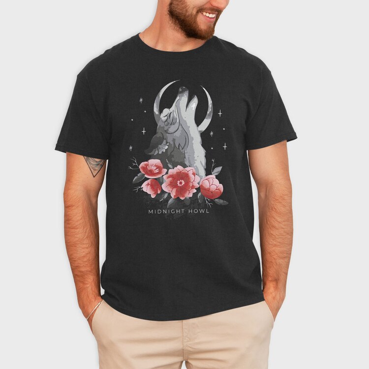 Wolf Moon Flowers, Tricou Barbati (Unisex)