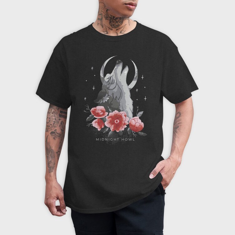 Wolf Moon Flowers, Tricou Barbati (Unisex)