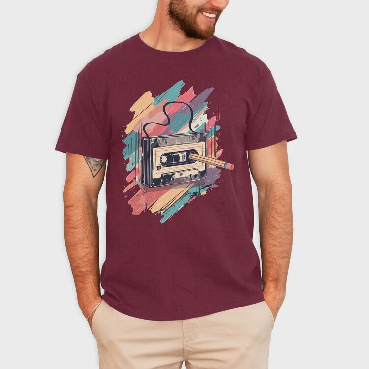 Colorful Cassette Pencil Retro, Tricou Barbati (Unisex)