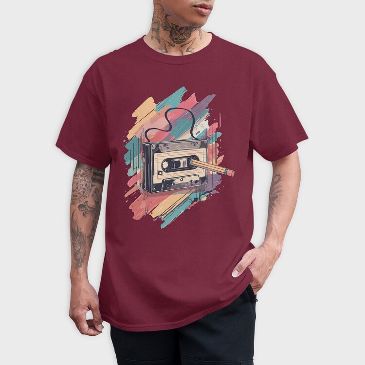 Colorful Cassette Pencil Retro, Tricou Barbati (Unisex)