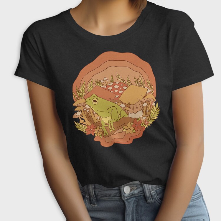 Frog and Mushrooms Vintage, Tricou Femei