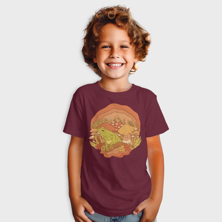 Frog and Mushrooms Vintage, Tricou Copii