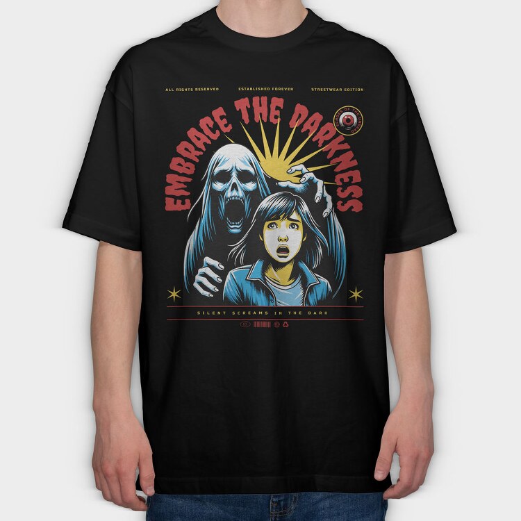 Embrace The Darkness Trend Ghost Scare, Tricou Oversize Barbati (Unisex)