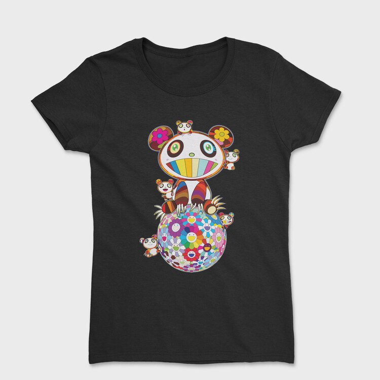 Panda Pop Art Blooms, Tricou Femei