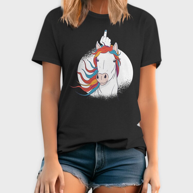 Unicorn Middle Finger Horn, Tricou Barbati (Unisex)