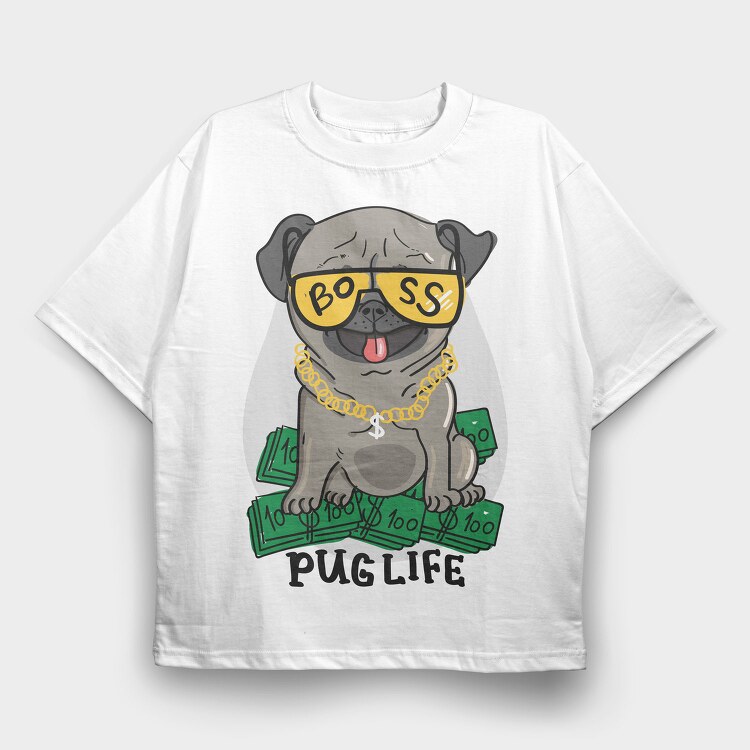 Pug Boss Money, Tricou Oversize Barbati (Unisex)