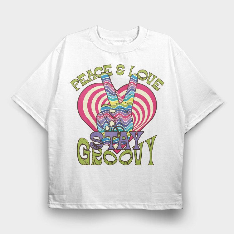 Peace Love Vibes, Tricou Oversize Barbati (Unisex)