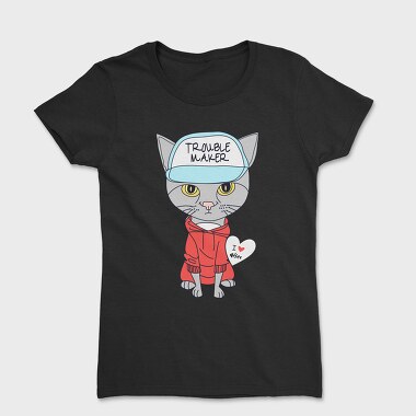 Troublemaker Cat Hoodie, Tricou Femei