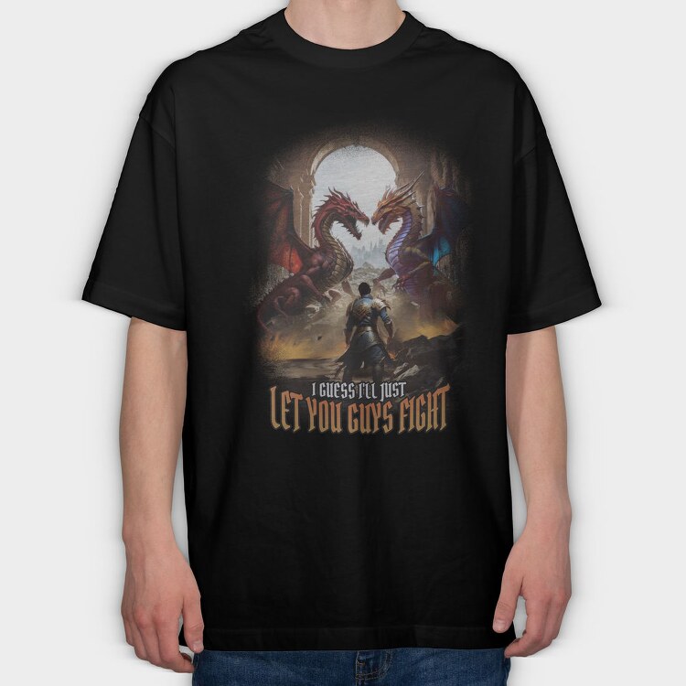 Epic Dragon Battle Fight Paladin, Tricou Oversize Barbati (Unisex)