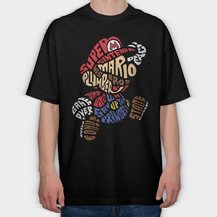 Mario Bros Adventure, Tricou Oversize Barbati (Unisex)