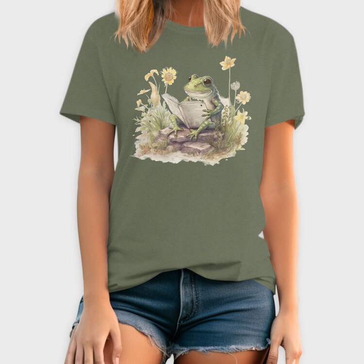 Frog Reading Watercolor, Tricou Barbati (Unisex)