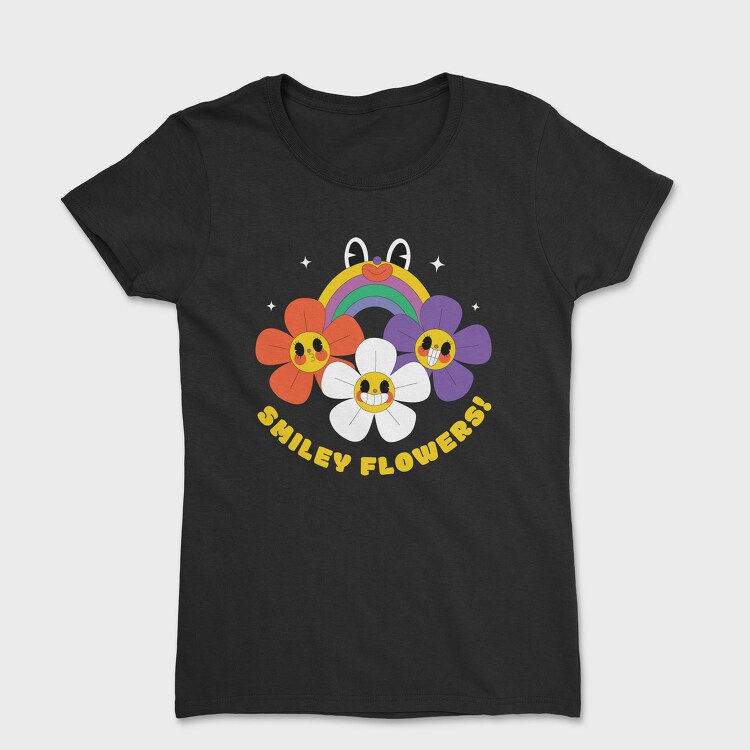 Flower Power Smiley, Tricou Femei