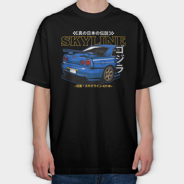 Skyline Gt R Racer, Tricou Oversize Barbati (Unisex)