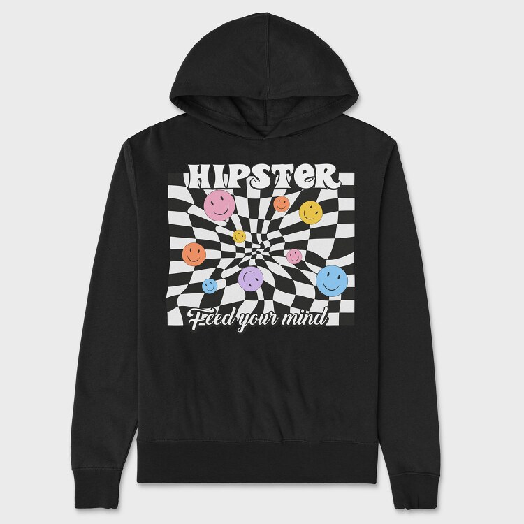 Hipster Smiley Vibes, Hanorac Oversize Barbati (Unisex)