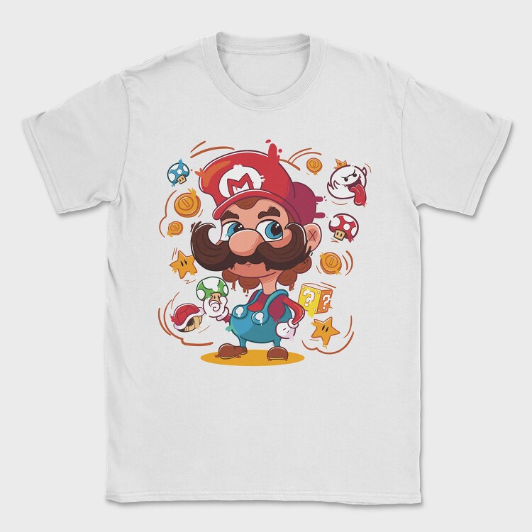 Mario Mustache Madness, Tricou Barbati (Unisex)