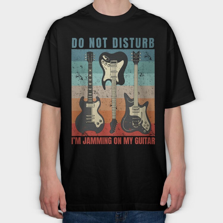 Electric Guitars Retro Sunset Quote, Tricou Oversize Barbati (Unisex)