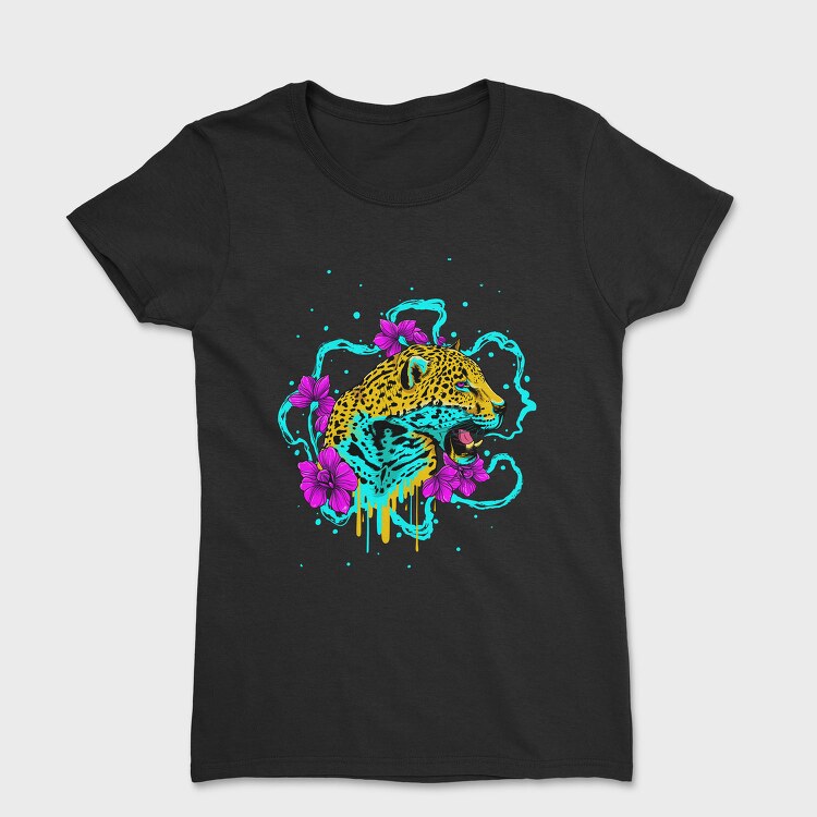 Leopard Flow Floral, Tricou Femei