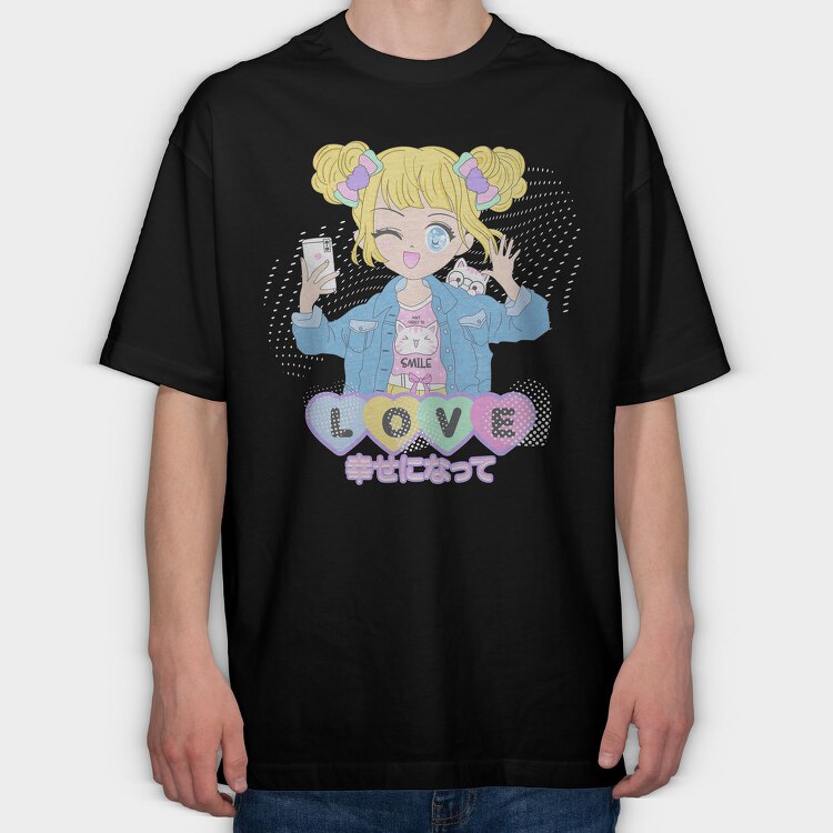 Love Cat Selfie, Tricou Oversize Barbati (Unisex)