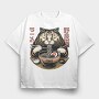 Japanese Cat Ramen 2, Tricou Oversize Barbati (Unisex)