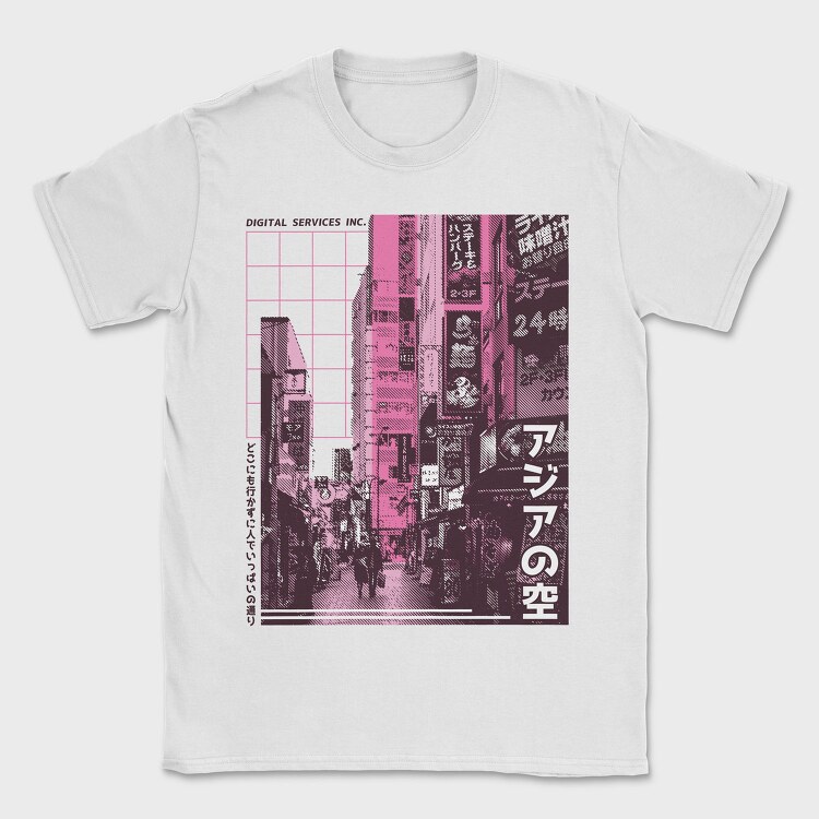 Japanese City Photographic Asian Street, Tricou Barbati (Unisex)