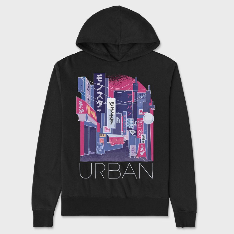 Japanese City Street In Japan, Hanorac Oversize Barbati (Unisex)