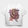 Japanese Dragon Sakura Blossom, Tricou Oversize Barbati (Unisex)