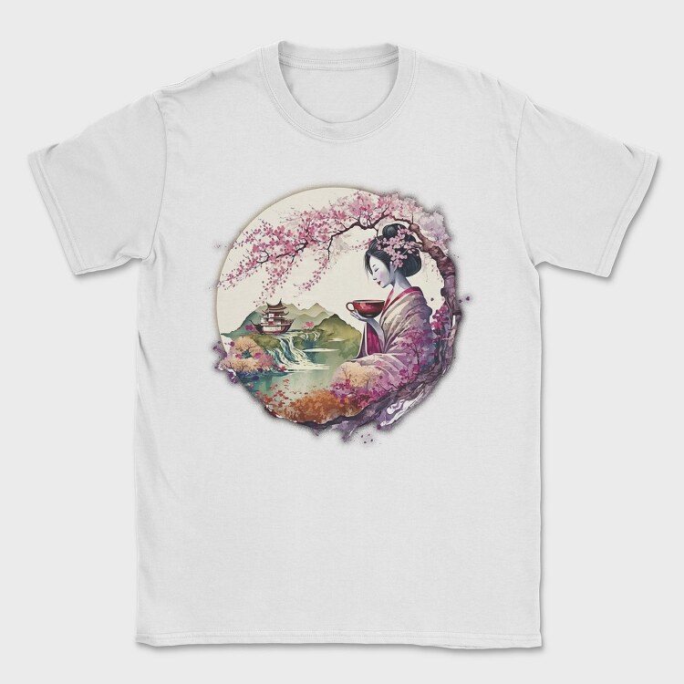 Japanese Geisha And Landscape Tea, Tricou Barbati (Unisex)