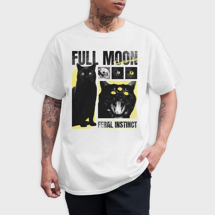 Full Moon Cat, Tricou Barbati (Unisex)