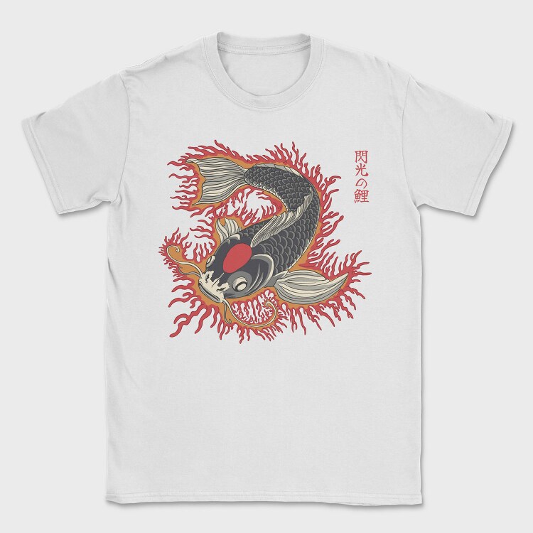 Japanese Koi Flames Fire Traditional, Tricou Barbati (Unisex)