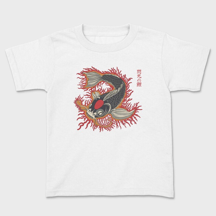 Japanese Koi Flames Fire Traditional, Tricou Copii